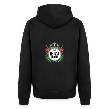 Ibiza 2024 Team - Unisex Premium Bio Zip Hoodie - Schwarz - Hinten - Nico (187cm)