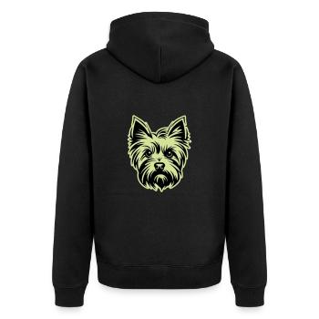 Yorkshire Terrier Dog Head - Unisex Premium Organic Zip Hoodie - black - Back - Nico (187cm)