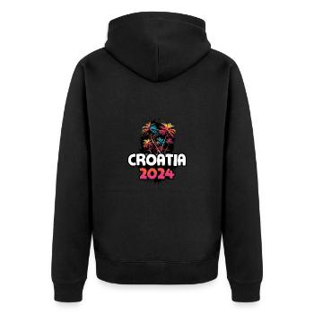 Croatia Party Crew - Unisex Premium Bio Zip Hoodie - Schwarz - Hinten - Nico (187cm)