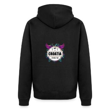 Croatia 2024 Team - Unisex Premium Organic Zip Hoodie - black - Back - Nico (187cm)