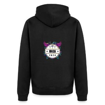 Ibiza 2024 Team - Unisex Premium Bio Zip Hoodie - Schwarz - Hinten - Nico (187cm)