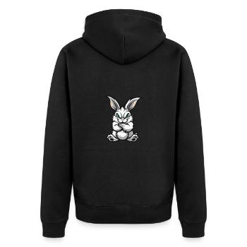 Hase Comic - Unisex Premium Bio Zip Hoodie - Schwarz - Hinten - Nico (187cm)