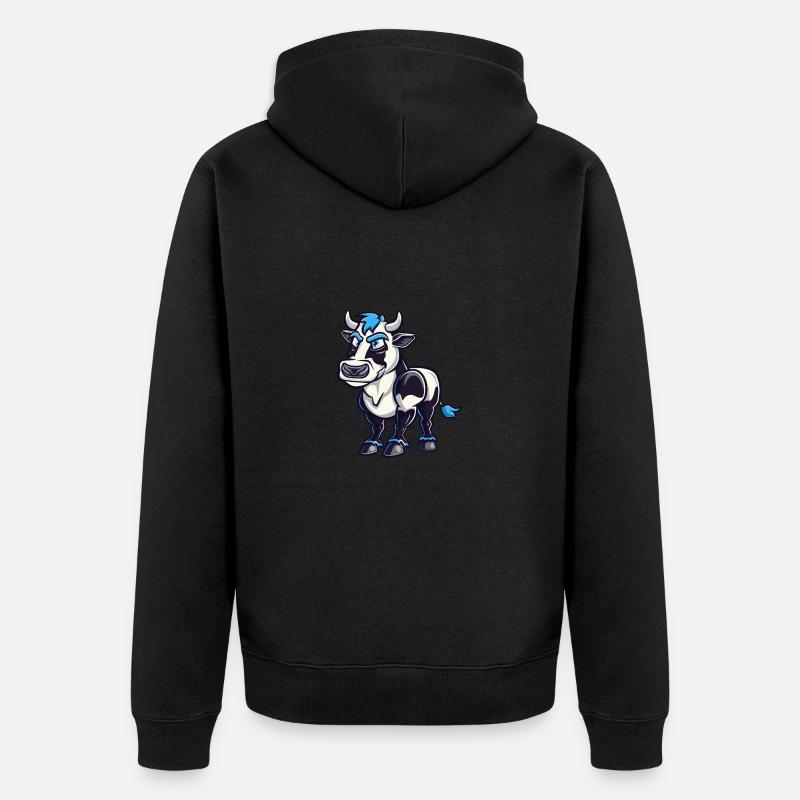 Vache Bande Dessinée - Veste à capuche bio Premium Unisexe - noir
