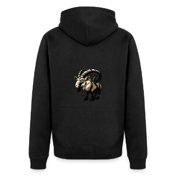Bergziege Comic - Unisex Premium Bio Zip Hoodie - Schwarz - Hinten - Nico (187cm)
