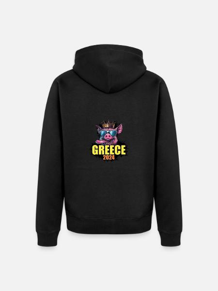 Greece 2024 Pig - Unisex Premium Organic Zip Hoodie - black