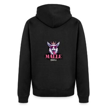 Malle 2024 Alpaka - Unisex Premium Bio Zip Hoodie - Schwarz - Hinten - Nico (187cm)