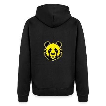 Panda Tier Porträt - Unisex Premium Bio Zip Hoodie - Schwarz - Hinten - Nico (187cm)