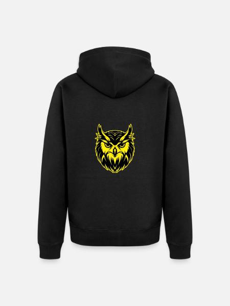 Owl Animal Portrait - Unisex Premium Organic Zip Hoodie - black