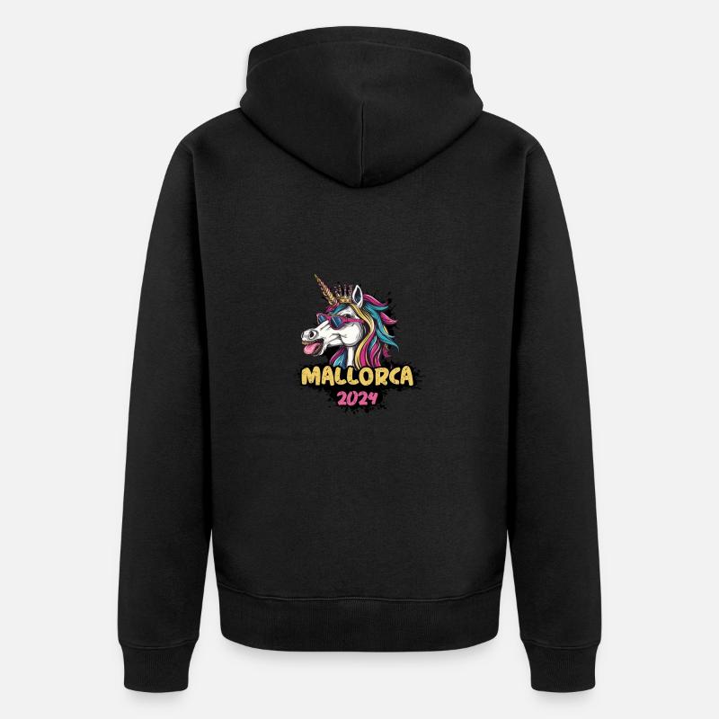 Mallorca 2024 Einhorn - Unisex Premium Bio Zip Hoodie - Schwarz