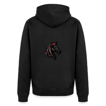 Pferd Kopf Krone - Unisex Premium Bio Zip Hoodie - Schwarz - Hinten - Nico (187cm)