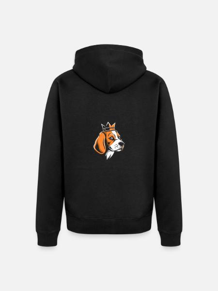 Beagle Hund Krone - Unisex Premium Bio Zip Hoodie - Schwarz