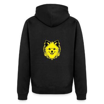 Portrait d’animal de chien de Poméranie - Veste à capuche bio Premium Unisexe - noir - Dos - Nico (187cm)