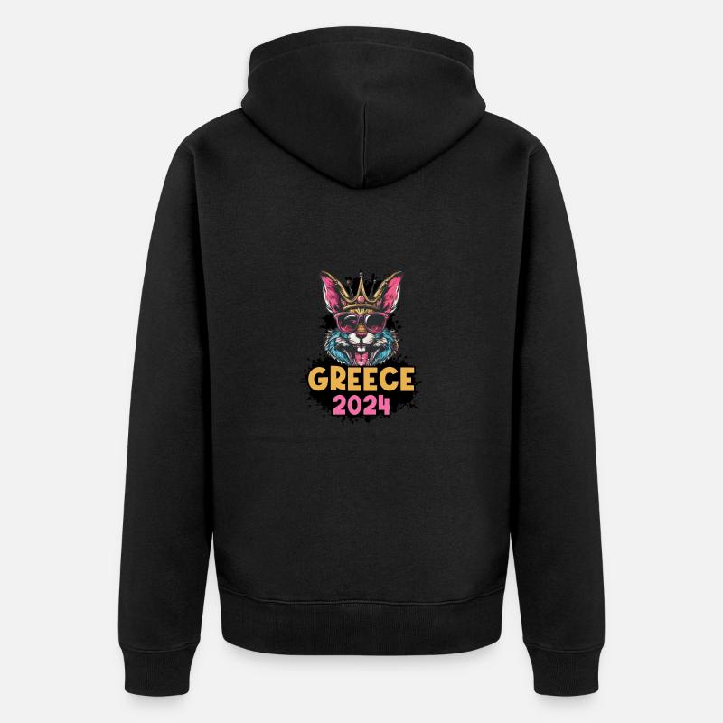 Grèce 2024 Lapin - Veste à capuche bio Premium Unisexe - noir