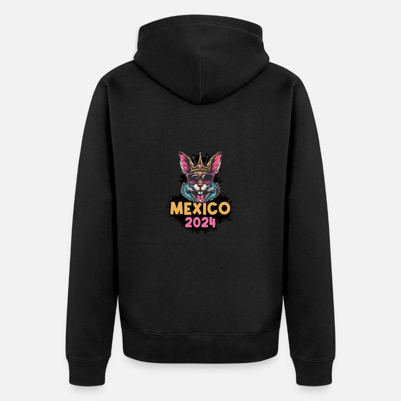 Mexiko 2024 Hase - Unisex Premium Bio Zip Hoodie - Schwarz