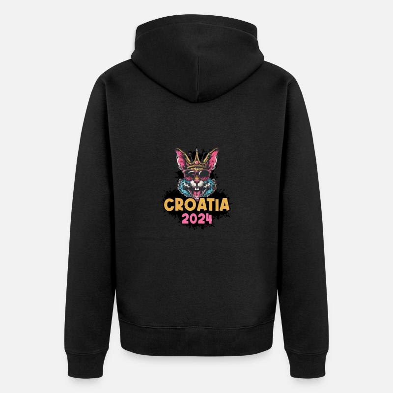 Croatie 2024 Lapin - Veste à capuche bio Premium Unisexe - noir
