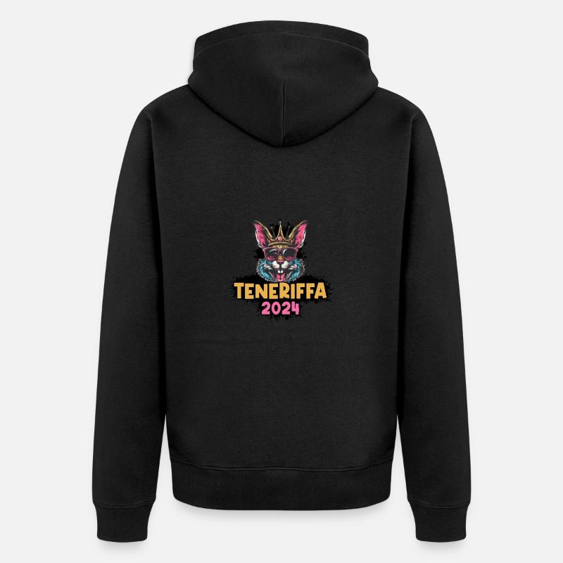 Teneriffa 2024 Hase - Unisex Premium Bio Zip Hoodie - Schwarz