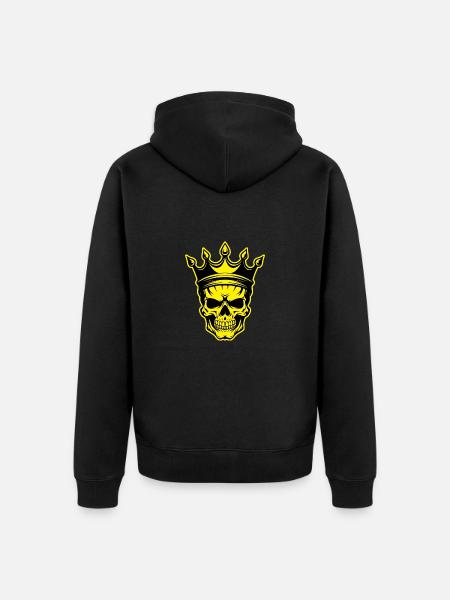 Skull King Crown Skeleton - Unisex Premium Organic Zip Hoodie - black