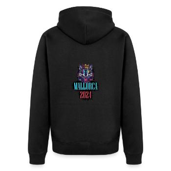 Majorque 2024 Vacances Loup - Veste à capuche bio Premium Unisexe - noir - Dos - Nico (187cm)