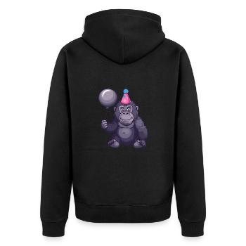 Gorilla Geburtstag Baby - Unisex Premium Bio Zip Hoodie - Schwarz - Hinten - Nico (187cm)