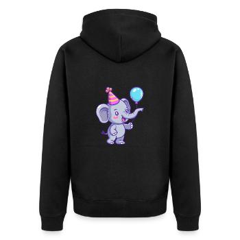 Elefant Geburtstag Baby - Unisex Premium Bio Zip Hoodie - Schwarz - Hinten - Nico (187cm)