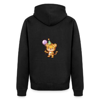 Tiger Geburtstag Baby - Unisex Premium Bio Zip Hoodie - Schwarz - Hinten - Nico (187cm)