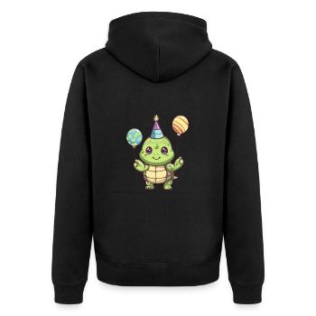 Schildkröte Geburtstag Baby - Unisex Premium Bio Zip Hoodie - Schwarz - Hinten - Nico (187cm)