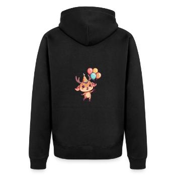 Deer Birthday Baby - Unisex Premium Organic Zip Hoodie - black - Back - Nico (187cm)