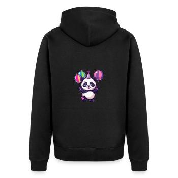 Panda Birthday Baby - Unisex Premium Organic Zip Hoodie - black - Back - Nico (187cm)