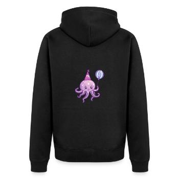 Octopus Birthday Baby - Unisex Premium Organic Zip Hoodie - black - Back - Nico (187cm)