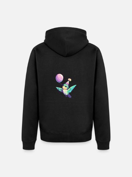 colibri oiseau anniversaire bébé - Veste à capuche bio Premium Unisexe - noir