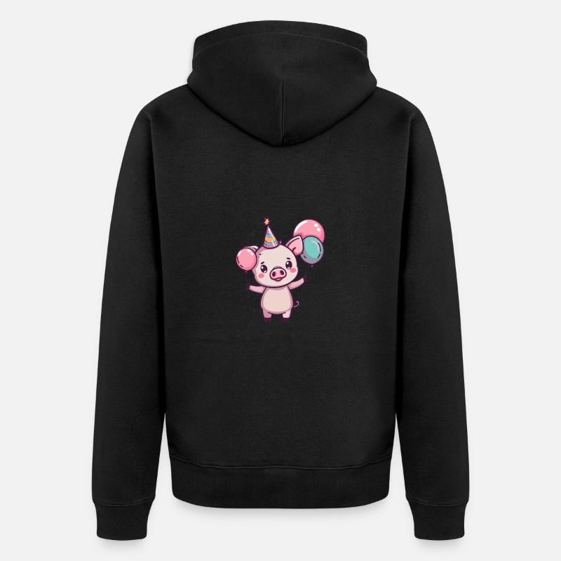 Cochon Anniversaire Bébé Sanglier - Veste à capuche bio Premium Unisexe - noir