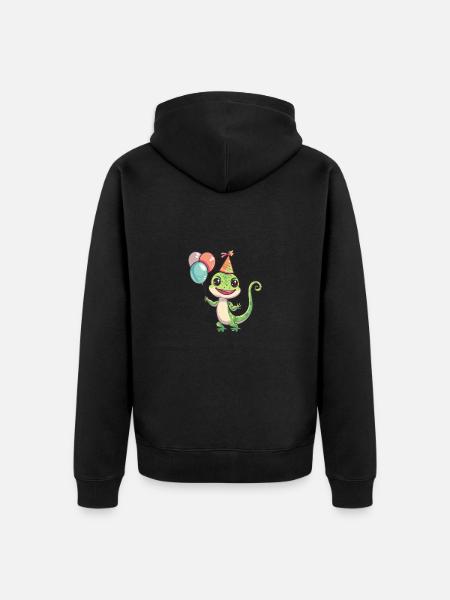 Lizard Birthday Baby - Unisex Premium Organic Zip Hoodie - black