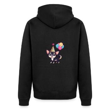 Chihuahua Hunde Geburtstag Baby - Unisex Premium Bio Zip Hoodie - Schwarz - Hinten - Nico (187cm)