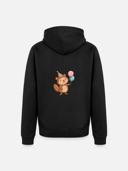 Bébé d’anniversaire de castor - Veste à capuche bio Premium Unisexe - noir
