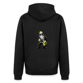 Santa Claus Guitar Santa - Unisex Premium Organic Zip Hoodie - black - Back - Nico (187cm)