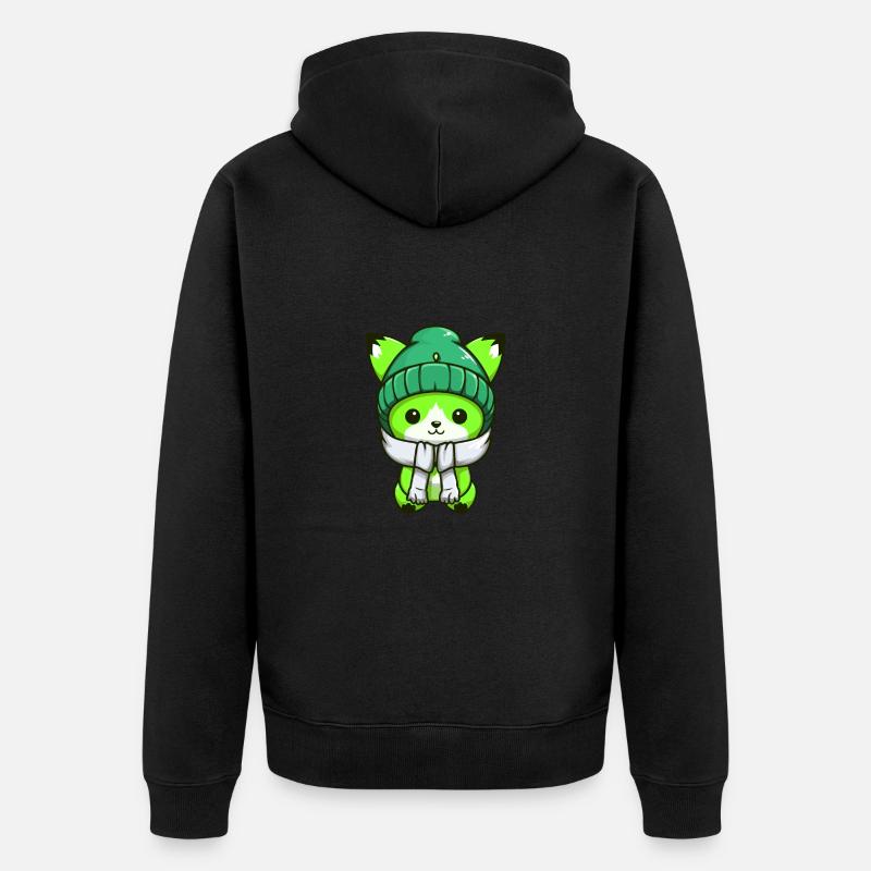 Fuchs Winter Comic - Unisex Premium Bio Zip Hoodie - Schwarz