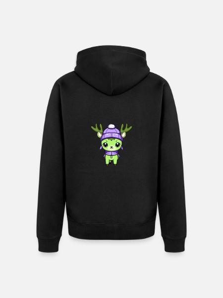 Deer Winter Comic - Unisex Premium Organic Zip Hoodie - black