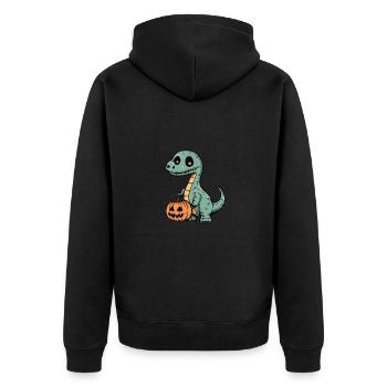 Dinosaur brontosaurus Halloween Comic Funny - Unisex Premium Organic Zip Hoodie - black - Back - Nico (187cm)