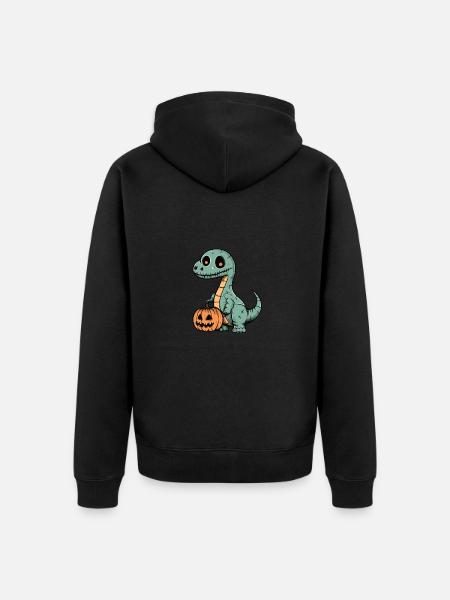 Dinosaur brontosaurus Halloween Comic Funny - Unisex Premium Organic Zip Hoodie - black