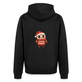 Eule Weihnachten Comic - Unisex Premium Bio Zip Hoodie - Schwarz - Hinten - Nico (187cm)