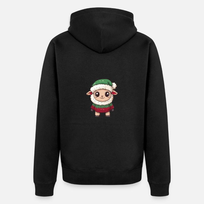 Schaf Weihnachten Comic - Unisex Premium Bio Zip Hoodie - Schwarz