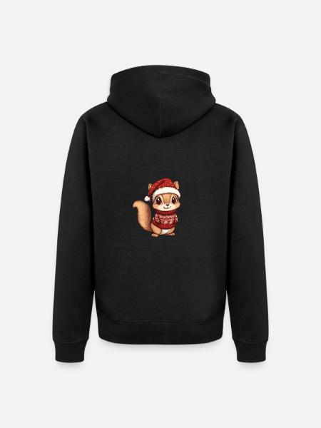 Squirrel Christmas Comic - Unisex Premium Organic Zip Hoodie - black