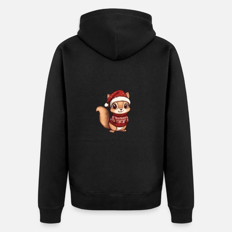 Bande dessinée de Noël écureuil - Veste à capuche bio Premium Unisexe - noir