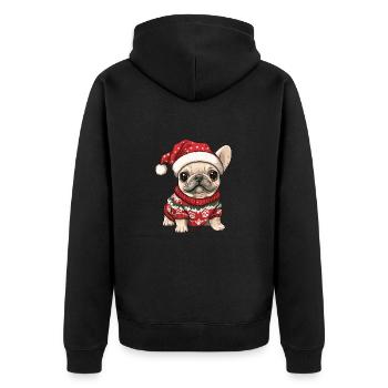 Buldog Français Chien Noël - Veste à capuche bio Premium Unisexe - noir - Dos - Nico (187cm)