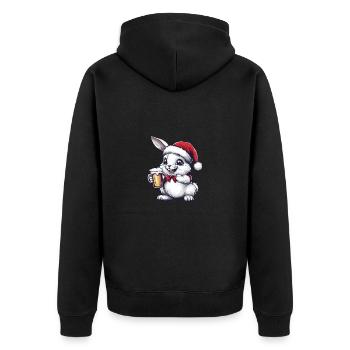 Hase Bier Xmas Weihnachten - Unisex Premium Bio Zip Hoodie - Schwarz - Hinten - Nico (187cm)
