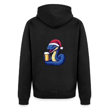 Schlange Kobra Bier Xmas Weihnachten - Unisex Premium Bio Zip Hoodie - Schwarz - Hinten - Nico (187cm)