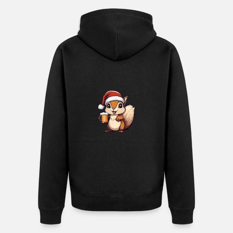 Bière d’écureuil Noël Noël - Veste à capuche bio Premium Unisexe - noir