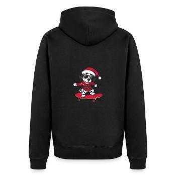 Dalmatiner Hund Weihnachten Skateboard - Unisex Premium Bio Zip Hoodie - Schwarz - Hinten - Nico (187cm)