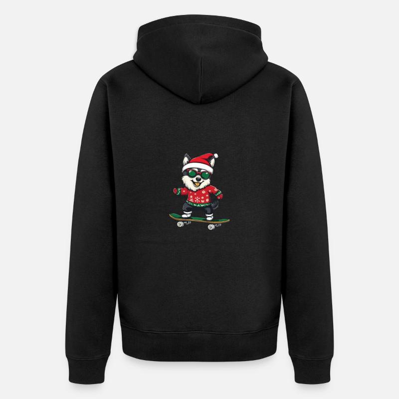 Planche à roulettes de Noël Husky Dog - Veste à capuche bio Premium Unisexe - noir