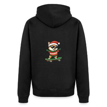 Shiba Inu Chien Noël Skateboard - Veste à capuche bio Premium Unisexe - noir - Dos - Nico (187cm)